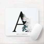 Boho White Orchids Tropical Letter A Monogram Muismat (Met muis)