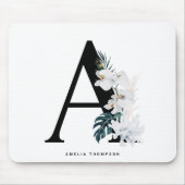 Boho White Orchids Tropical Letter A Monogram Muismat (Voorkant)