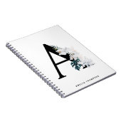 Boho White Orchids Tropical Letter A Monogram Notitieboek (Rechterzijde)