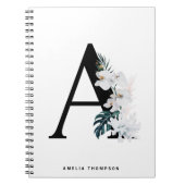 Boho White Orchids Tropical Letter A Monogram Notitieboek (Voorkant)
