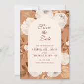 Boho White Peonies Terracotta Save the Date Kaart (Voorkant)