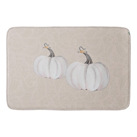 Boho White Pumpkin Waterverf Art Badmat (Voorkant)