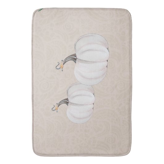 Boho White Pumpkin Waterverf Art Badmat (Voorkant Verticaal)