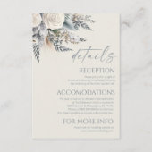 Boho White Rose Bloemen Bloemen Trouwdetails Informatiekaartje (Voorkant)