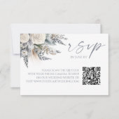 Boho White Rose Bloemen QR Code Huwelijk RSVP Kaar (Voorkant)