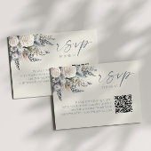 Boho White Rose Bloemen QR Code Huwelijk RSVP Kaar