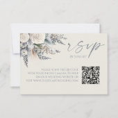 Boho White Rose Bloemen QR Code Huwelijk RSVP Kaar Kaartje (Voorkant)