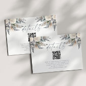 Boho White Rose Bloemen QR Code Trouwdetails Informatiekaartje