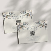 Boho White Rose Bloemen QR Code Trouwdetails Informatiekaartje