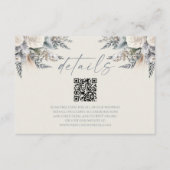 Boho White Rose Bloemen QR Code Trouwdetails Informatiekaartje (Voorkant)