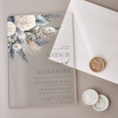 Boho White Rose Bloemen Tuin Tuin Huwelijk Acryl Uitnodigingen