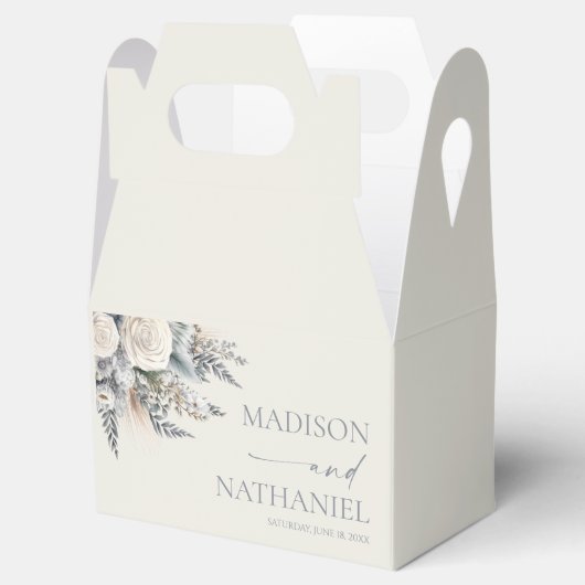 Boho White Rose Bloemen Tuin Tuin Huwelijk Bedankdoosjes (Geopend)