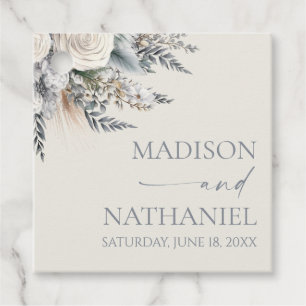 Boho White Rose Bloemen Tuin Tuin Huwelijk Bedankjes Labels