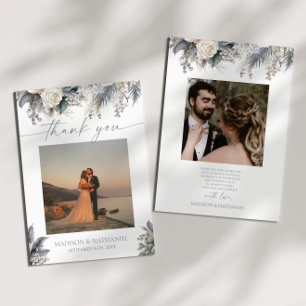 Boho White Rose Bloemen Tuin Tuin Huwelijk Bedankkaart