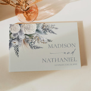 Boho White Rose Bloemen Tuin Tuin Huwelijk Gastenboek