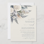 Boho White Rose Bloemen Tuin Tuin Huwelijk Kaart (Voorkant)