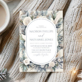 Boho White Rose Bloemen Tuin Tuin Huwelijk Kaart