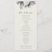 Boho White Rose Bloemen Tuin Tuin Huwelijk Menu (Voorkant)