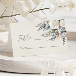 Boho White Rose Bloemen Tuin Tuin Huwelijk Plaatskaartje