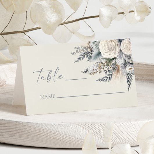 Boho White Rose Bloemen Tuin Tuin Huwelijk Plaatskaartje