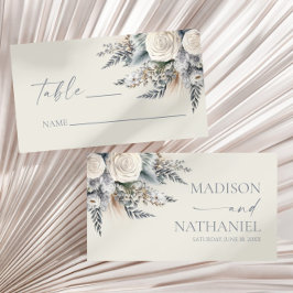 Boho White Rose Bloemen Tuin Tuin Huwelijk Plaatskaartje