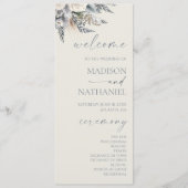 Boho White Rose Bloemen Tuin Tuin Huwelijk Programmakaart (Voorkant)