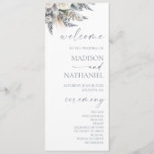 Boho White Rose Bloemen Tuin Tuin Huwelijk Programmakaart (Voorkant)