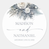 Boho White Rose Bloemen Tuin Tuin Huwelijk Ronde Sticker (Voorkant)