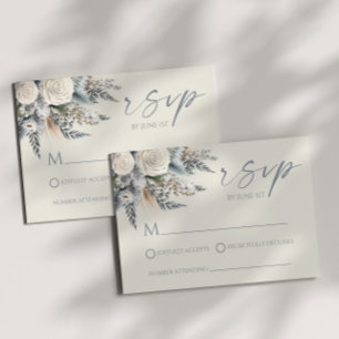 Boho White Rose Bloemen Tuin Tuin Huwelijk RSVP Kaartje