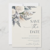Boho White Rose Bloemen Tuin Tuin Huwelijk Save The Date (Voorkant)