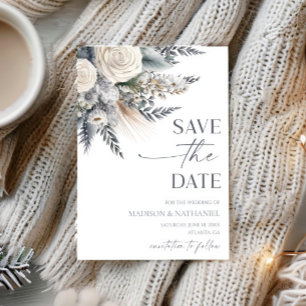 Boho White Rose Bloemen Tuin Tuin Huwelijk Save The Date