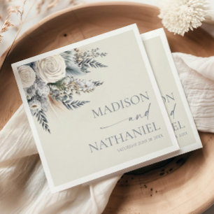 Boho White Rose Bloemen Tuin Tuin Huwelijk Servet