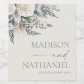 Boho White Rose Bloemen Tuin Tuin Huwelijk Wijn Etiket (Enkel label)