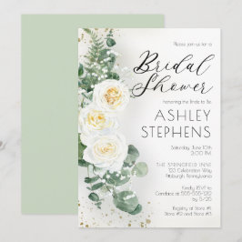 Boho White Rose Floral | EucalyptusVrijgezellenfee Kaart