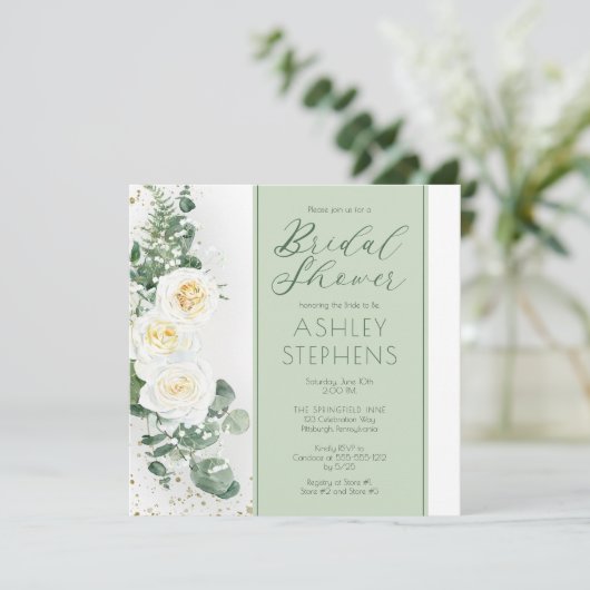 Boho White Rose Floral | EucalyptusVrijgezellenfee Kaart (Staand voorkant)