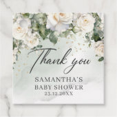 Boho White Roses Bloementuin groen baby shower Bedankjes Labels (Voorkant)