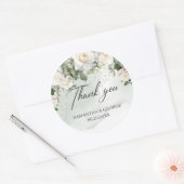 Boho White Roses Bloementuin groen Ronde Sticker (Envelop)