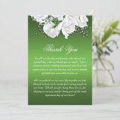 Boho White Roses en Elegant Green Wedding Bedankkaart (Staand voorkant)