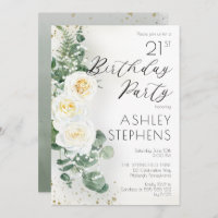 Boho White Roses Eucalyptus 21e verjaardag