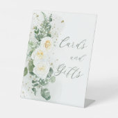 Boho White Roses | Eucalyptuskaarten en -cadeautje Reclamebord Met Voetstuk (Voorkant)