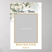 Boho White Roses Groen bruiloft foto prop Poster (Voorkant)