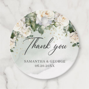 Boho White Roses groen en gouden bruiloft Bedankjes Labels