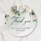 Boho White Roses groen en gouden bruiloft Bedankjes Labels (Voorkant)