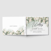 Boho White Roses groen en gouden bruiloft Gastenboek (Volledig)