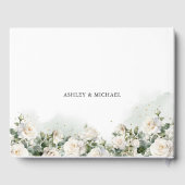 Boho White Roses groen en gouden bruiloft Gastenboek (Achterkant)