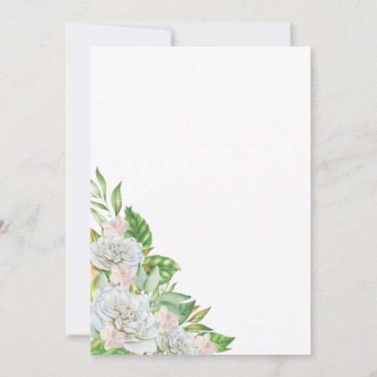 Boho White Roses | Orchideeën Bloemen Bruids Brunc Kaart (Achterkant)