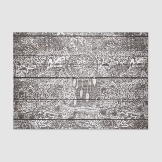 Boho White rustige dreamcatcher florale doedels wo Tissuepapier (Voorkant)