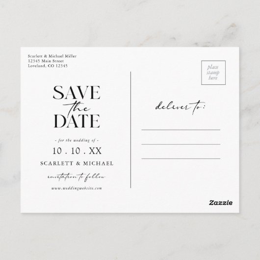 Boho White Save the Date Briefkaart (Achterkant)