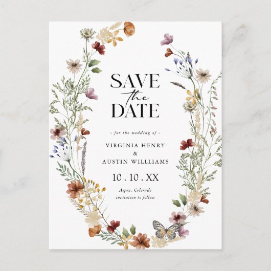 Boho White Save the Date Briefkaart (Voorkant)