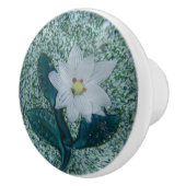 Boho White Star Flower Green Sparkle Keramische Knop (Rechts)